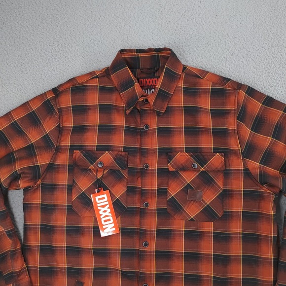 Dixxon Snap-on High Impact Jacket Mens 2XL Orange Black Plaid Sherpa Lined - Picture 4 of 16